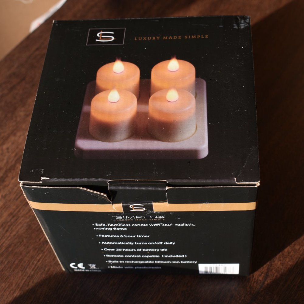 Simplux 4 x 2 in. Plastic Rechargeable Candle - White Set of (4) - Picture 2 of 4